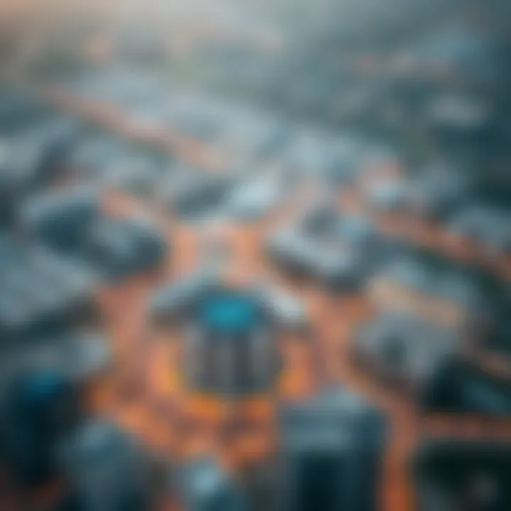 Aerial view highlighting the strategic location of Al Jurf Ghantout within Dubai