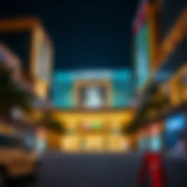 Exterior night view of Al Taawun Mall illuminated