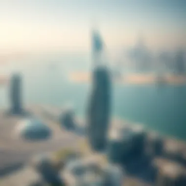 Aerial view of Aldar Head Office within the Abu Dhabi skyline