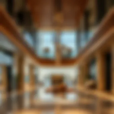 Interior design elements of the Almanara Center highlighting contemporary aesthetics