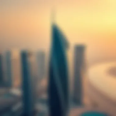 Aerial view of Aspect Tower showcasing its unique architectural design against the Dubai skyline