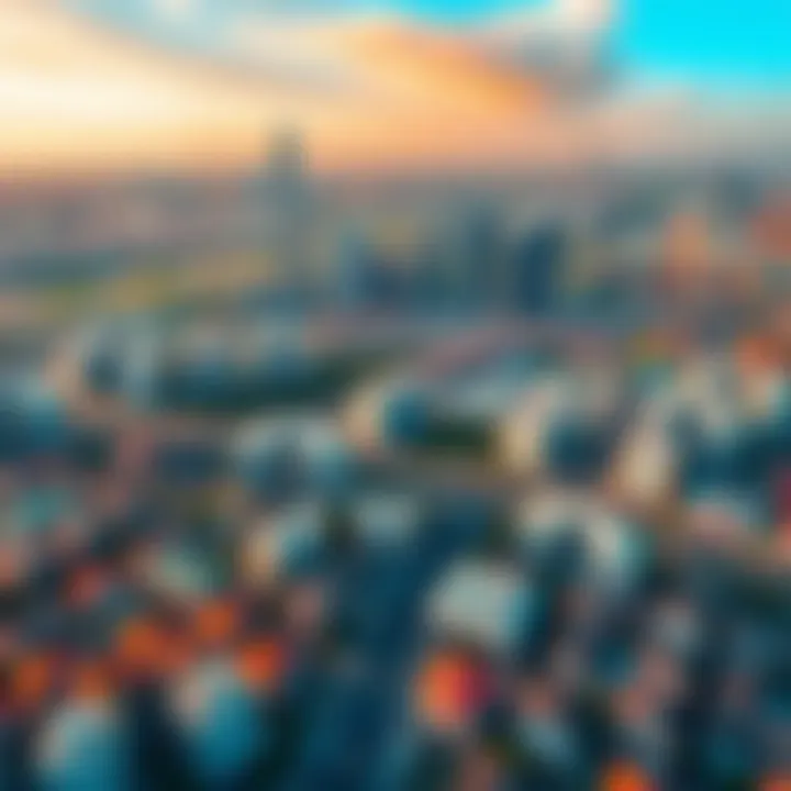 Aerial view of Dubai skyline featuring residential areas