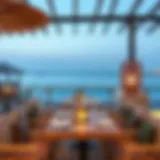Elegant dining setup overlooking the beach