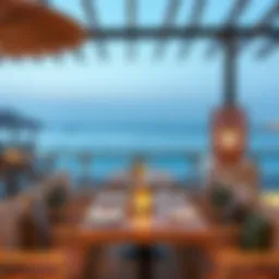 Elegant dining setup overlooking the beach