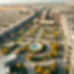 Aerial view of Bloom Living community showcasing its green spaces and architecture