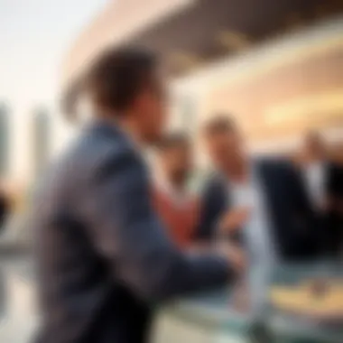 Investors discussing opportunities near Burj Azizi