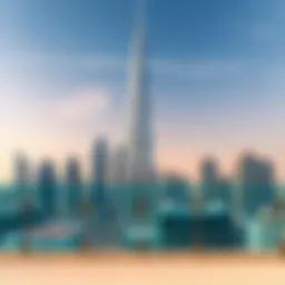 Stunning view of Burj Sheikh Marium Bint Ghannam against the Dubai skyline