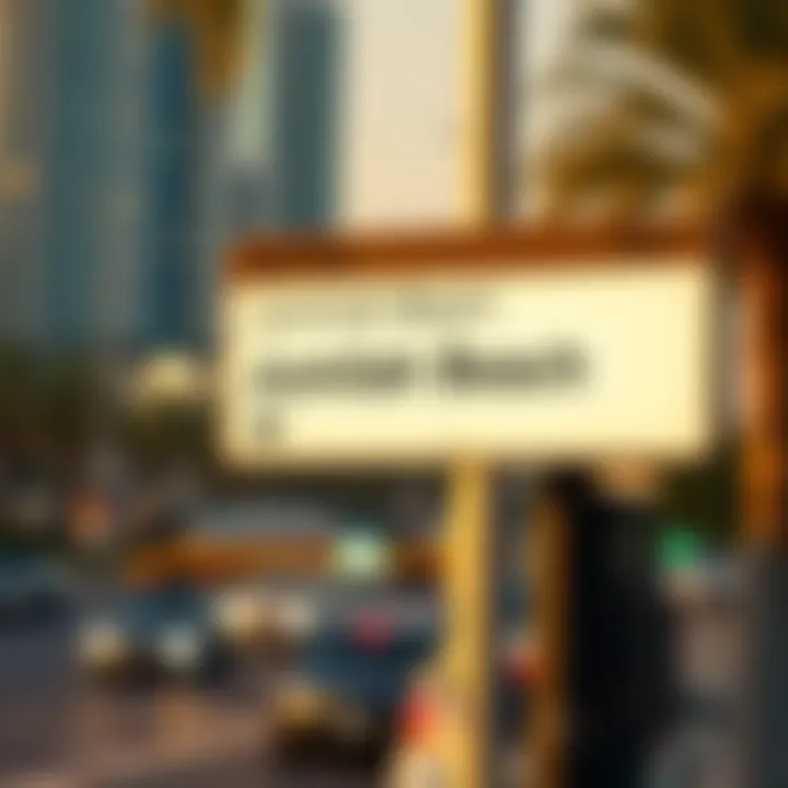 A bus stop sign directing travelers to Jumeirah Beach