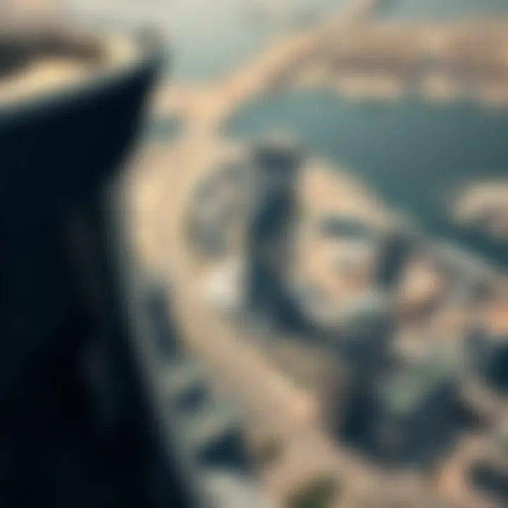 Aerial Perspective of Business Bay Aerial view of Business Bay showcasing towers