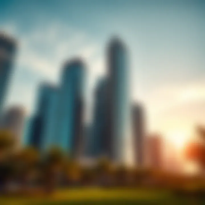 Architectural Elegance of Business Towers Stunning architectural view of a business tower