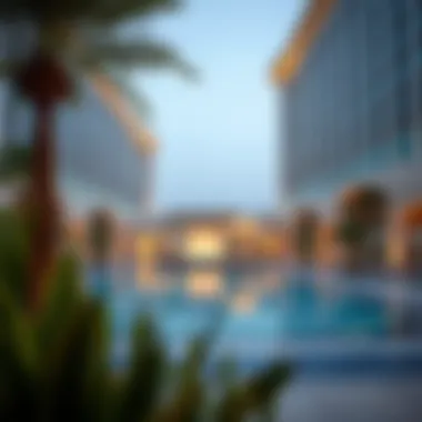 The iconic pool area at Caesars Palace Dubai