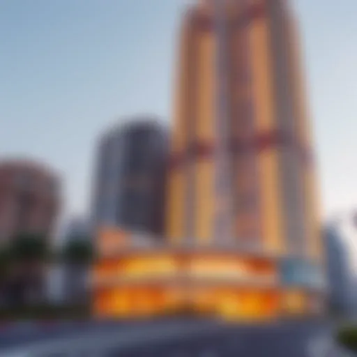 Stunning exterior view of Champion Tower showcasing its unique architectural design