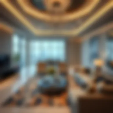 Luxurious living room interior in Cloud 9 Dubai with elegant design