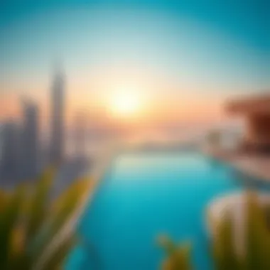 Breathtaking rooftop pool area of Cloud 9 Dubai with panoramic city views