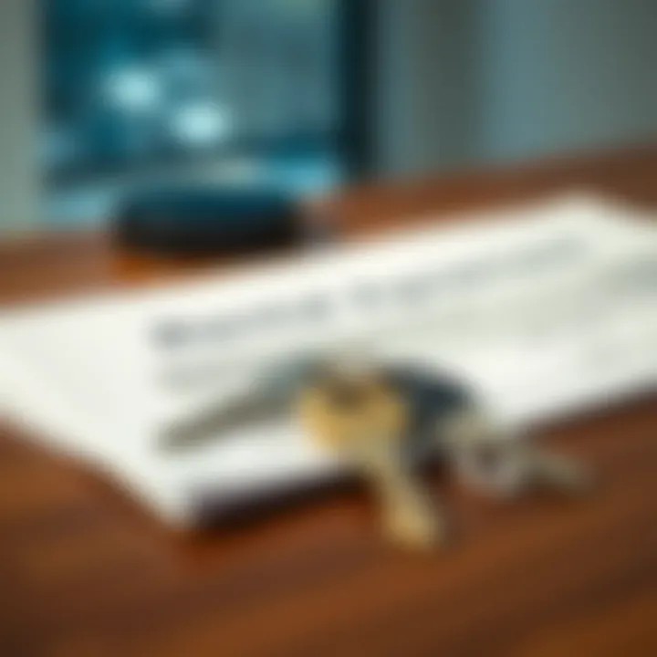 Legal documents and keys symbolizing rental agreements
