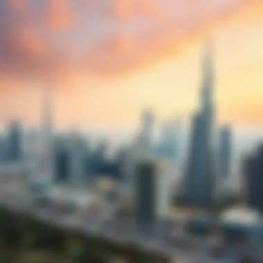 Stunning view of the Dubai skyline from the complex