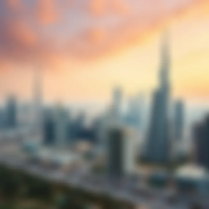 Stunning view of the Dubai skyline from the complex