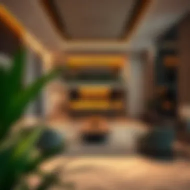 Luxurious Interiors of Damac Heights Luxurious interiors of a high-end apartment in Damac Heights highlighting modern design elements.