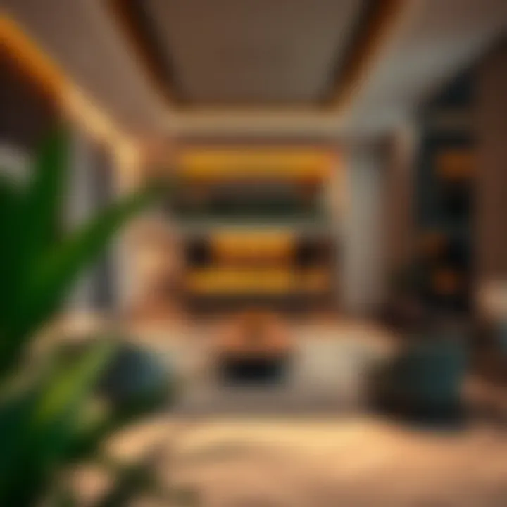 Luxurious Interiors of Damac Heights Luxurious interiors of a high-end apartment in Damac Heights highlighting modern design elements.