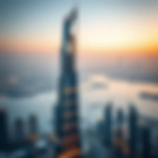 Stunning view of Damac RBC Tower against Dubai skyline