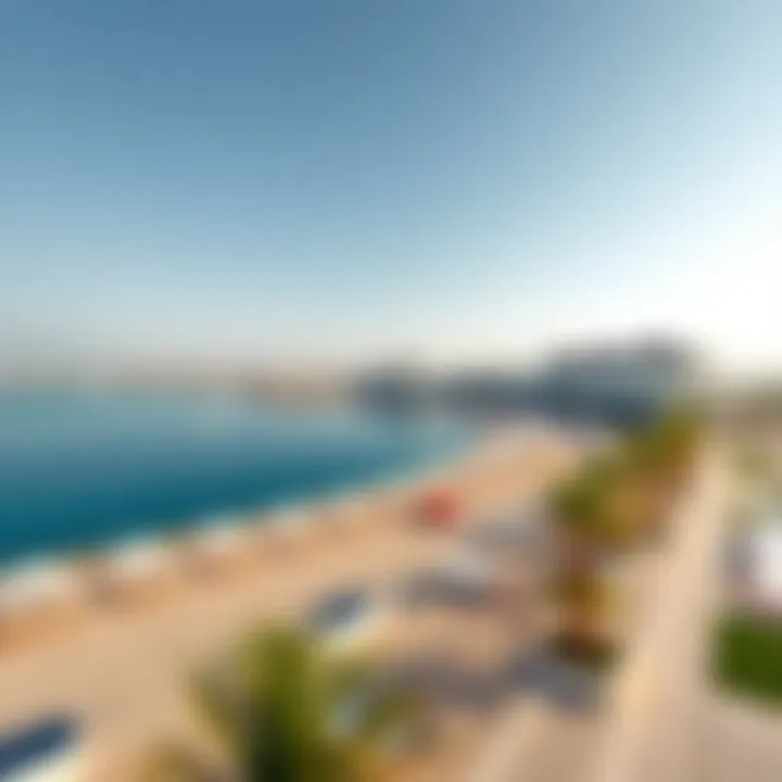 Panoramic view of Deira Island Beach highlighting its amenities