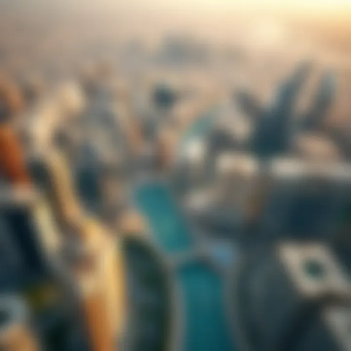Aerial view of Dubai skyline showcasing diverse architectural styles