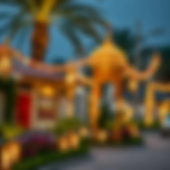 Cultural Decorations in Dubai for Eid Cultural decorations in a Dubai neighborhood for Eid