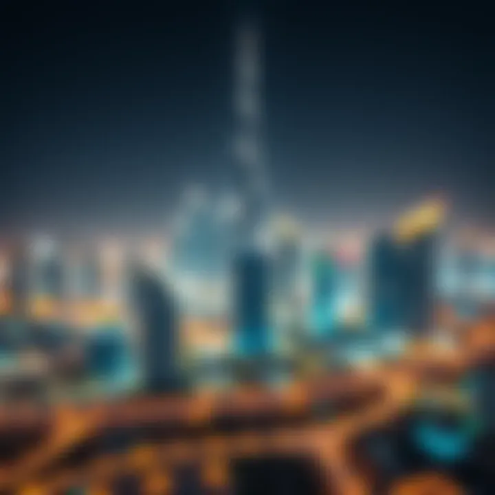 Dubai Skyline During Eid Celebrations Stunning skyline of Dubai during Eid celebrations