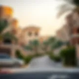 A serene neighborhood in Abu Dhabi showcasing beautiful homes.