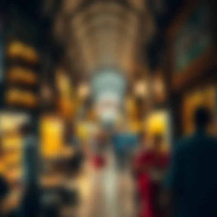 The vibrant atmosphere of the Gold Souk filled with visitors exploring stalls