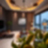 Modern living room in a 1 BHK property