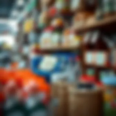 Close-up of various affordable products available in the market