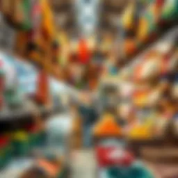 A vibrant market stall showcasing a variety of goods in Dubai
