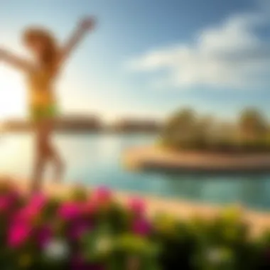 Vibrant recreational activities taking place on the shores of Al Majaz Lake