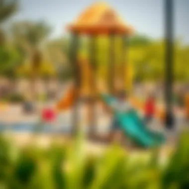 Children playing on the playground at Al Twar Park, highlighting the park's family-friendly amenities