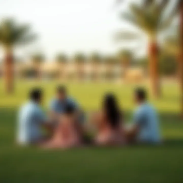 Family enjoying a picnic in Al Twar Park surrounded by nature and recreational facilities