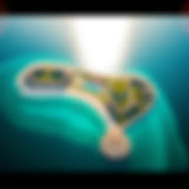 An aerial perspective of Bateen Ladies Beach highlighting its unique layout and surroundings