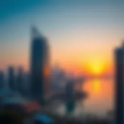 Breathtaking skyline view of Boulevard Point at sunset