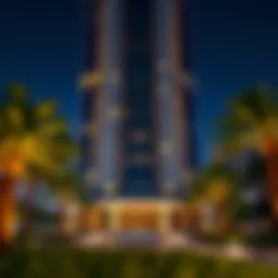 Stunning exterior view of Bugatti Tower showcasing its architectural elegance