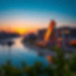 Stunning architectural view of برج الرند at sunset