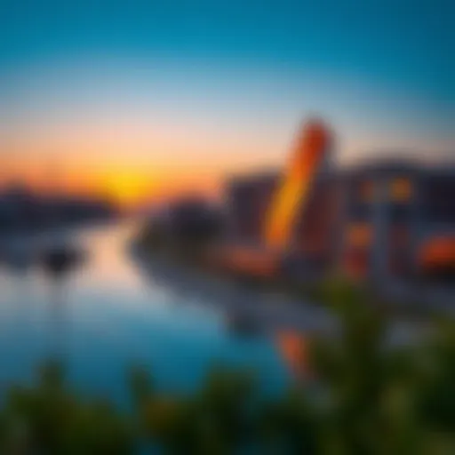 Stunning architectural view of برج الرند at sunset