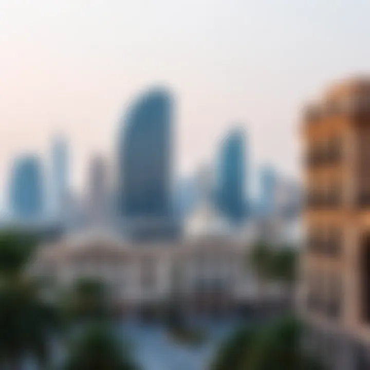 A panoramic view of Dubai highlighting classic and modern structures