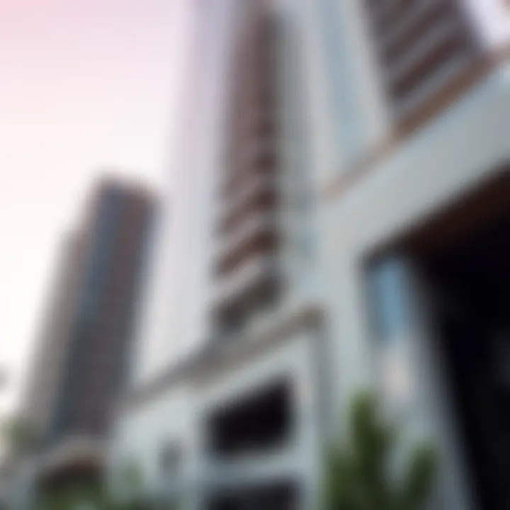 Exterior close-up of Creek Tower highlighting its modern architectural features