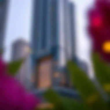 Close-up of Creek Tower facade showcasing innovative materials