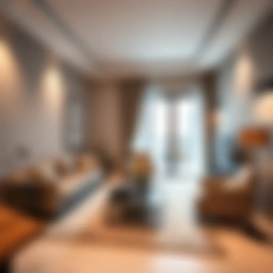 Modern living room in a JVC apartment showcasing interior design