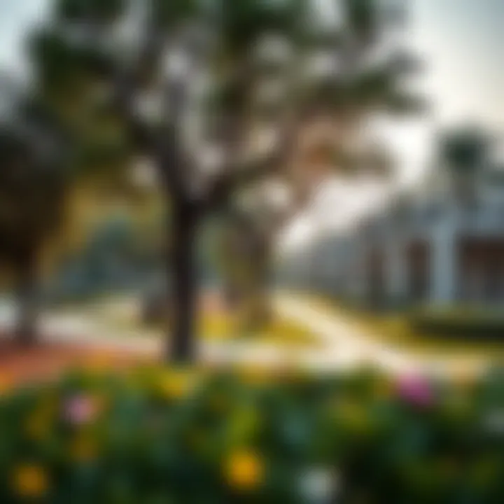 Community park in Dubai Land Villanova featuring green spaces and amenities