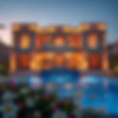 Luxurious villa in Dubai Land Villanova highlighting architectural design