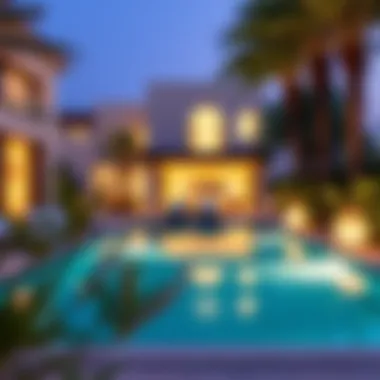 Private Villa with Pool in Dubai Outdoor view of a private villa with a pool in Dubai