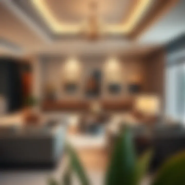 Spacious family room with cultural decor elements