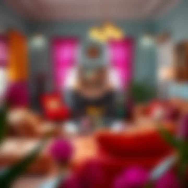 Cozy family room featuring vibrant colors